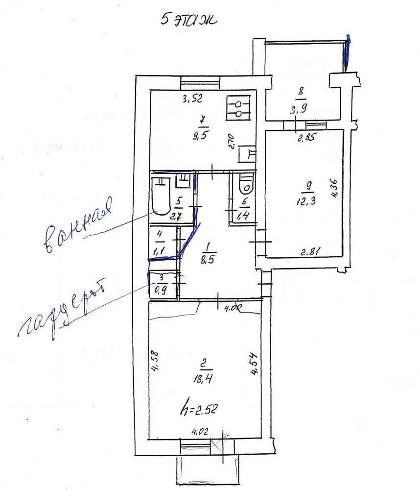 Продаётся 2 к.кв. с хорошим ремонтом в Гагаринском р-не на ул.Маринеско 27/Шевченко 46!  Общая площадь - 58 м2, жилая... - 17