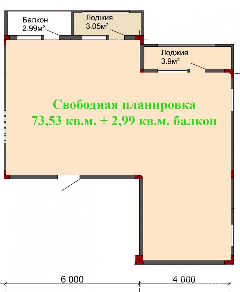 ​Продажа от застройщика на этапе строительства! 3-к квартира 73,53 кв.м. + 2,99 балкон    Цена за квадратный метр =...