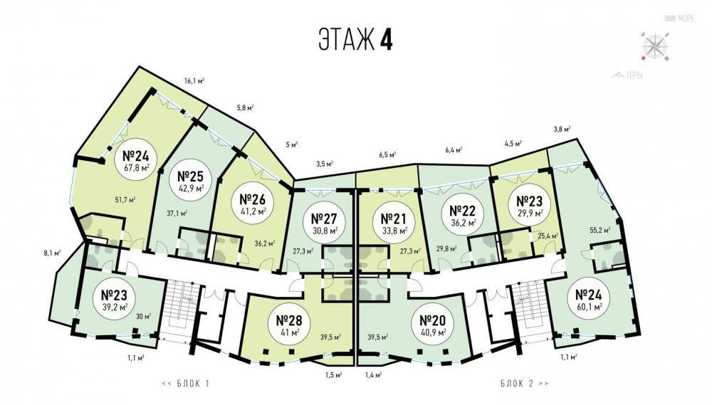 Продам 1 ккв, в хорошем районе, в п.Кореиз. 7 км от Ялты(№21 на плане этажа). Хороший развитый район, чистые пляжи.... - 11