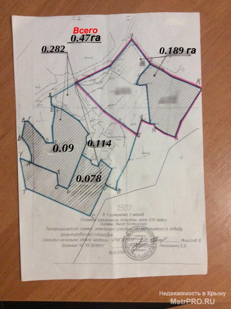 Продается участок в центре пгт. Гурзуф (г. Ялта, Крым)  от 19 до 47 соток (5 гос. актов) от хозяина, 700 м к морю... - 6