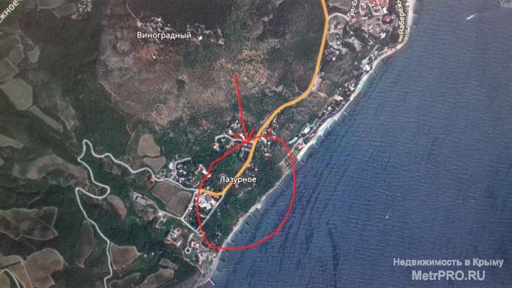 Продаю участок в Крыму на берегу Черного моря в 70 м от воды в с. Лазурное (возле Алушты). Площадь участка 5 Га....