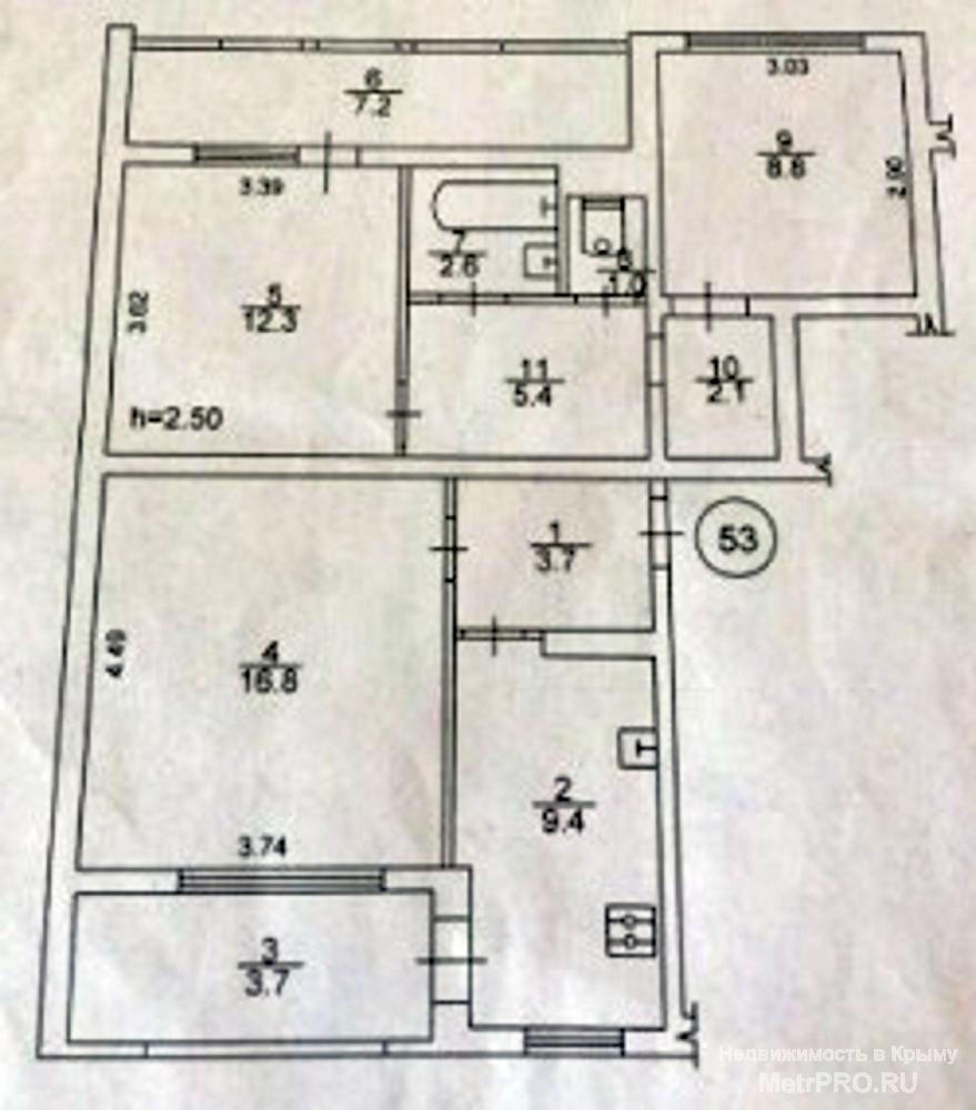 Продам трёхкомнатную квартиру г. Севастополь, ул. Астана Кесаева 5.  Расположена на пятом этаже девятиэтажного дома.... - 9