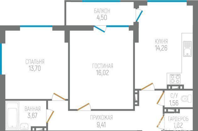 Двухкомнатная квартира в комплексе Комфорт Класса на проспекте Античном.   Комплекс расположен в одном из самых... - 3