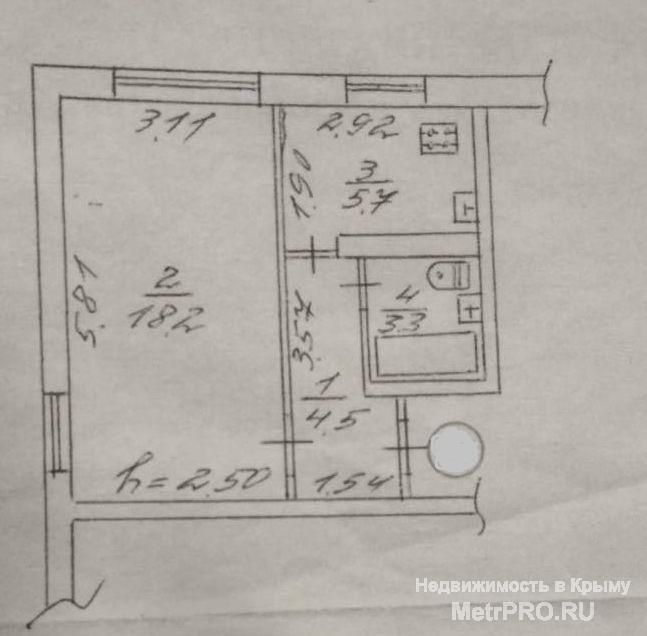 Код объекта 11391485.    Продаётся однокомнатная квартира 31.7 кв. м на первом этаже девятиэтажного блочного дома по... - 2