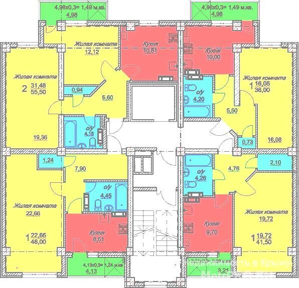 Продам квартиру 55.5м2 двухкомнатную, в предчистовой отделке, с АГВ. Квартира с балконом, двумя раздельными... - 6