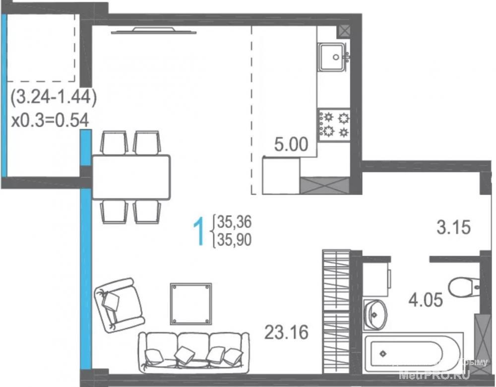 В новом жилом комплексе 'Вишневый сад' продажа квартиры-студии, площадью 35,52 кв. м, где жилая зона - 22.87 кв. м с...