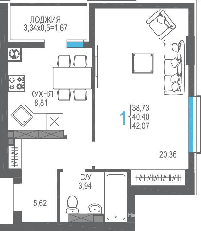 В продаже квартира у моря в Алуште!    Квартира расположена на 8 этаже, общей площадью 42 кв.м.    Современный жилой... - 5